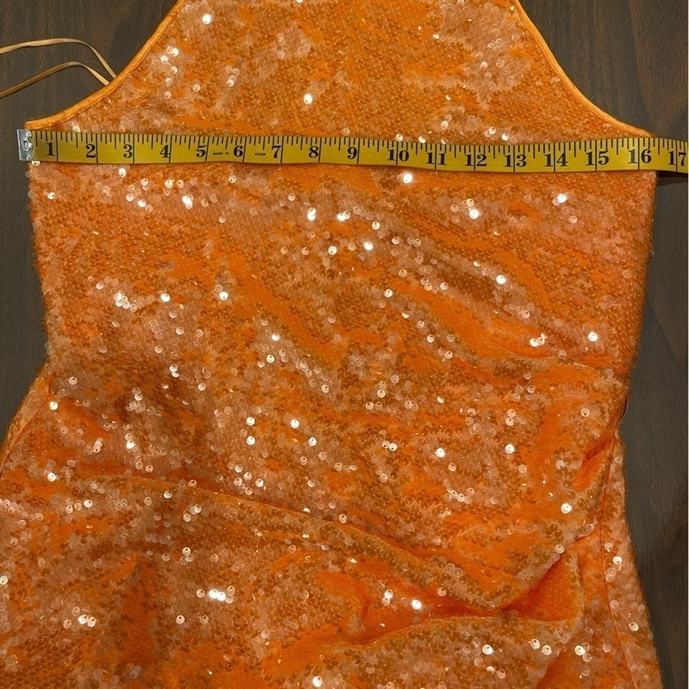 Caroline Constas Orange Sequins Halter Midi Dress.Size S - Picture 14 of 14